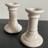 Pair of white ceramic candle holders