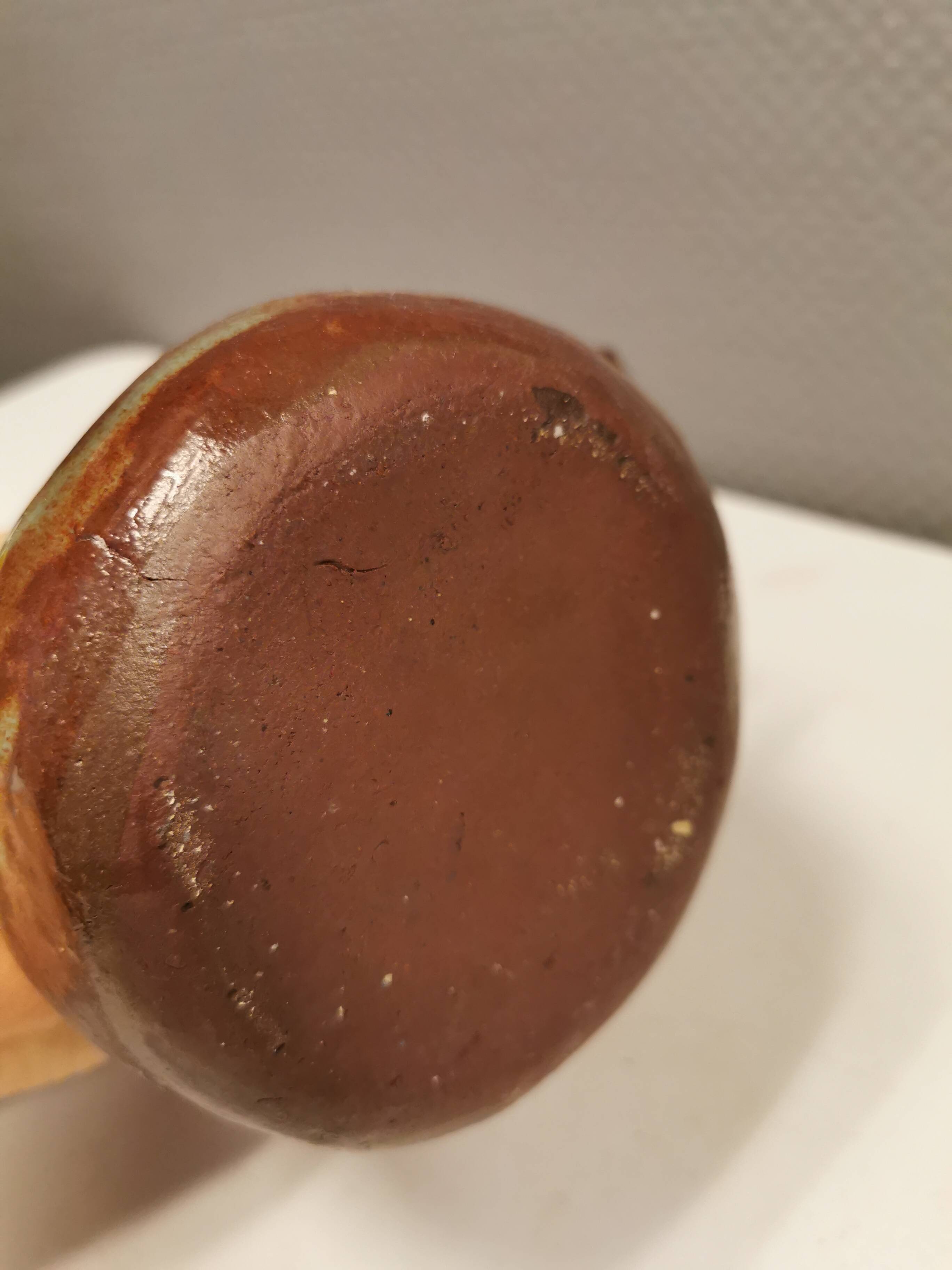 Ceramic jug/vase, Danish in beautiful earthy brown colours with light blue/green details.