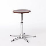 Set of 4 Vintage Industrial Stools 1970s, Chrome Adjustable Stools