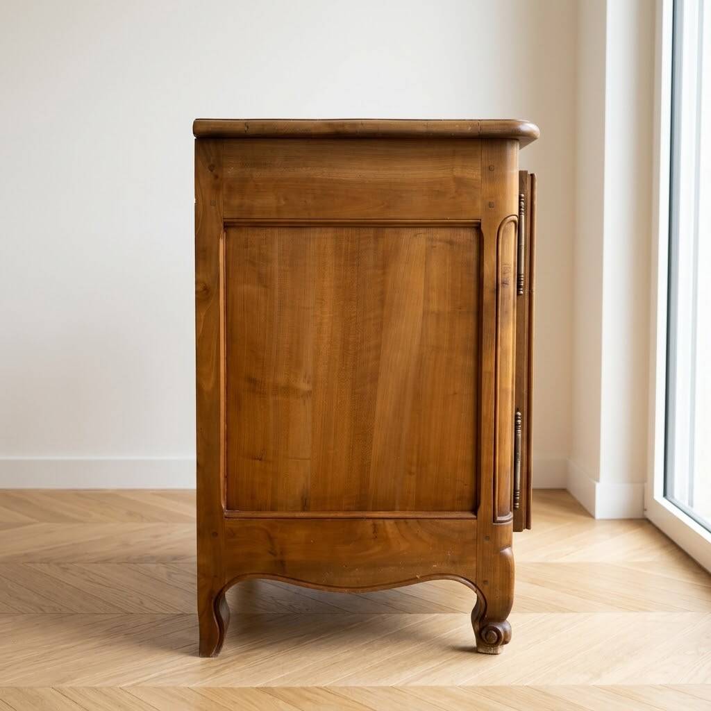 Bar cabinet and screen support in Bressan style made of solid wood.