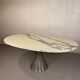 Oval marble dining table with iron base