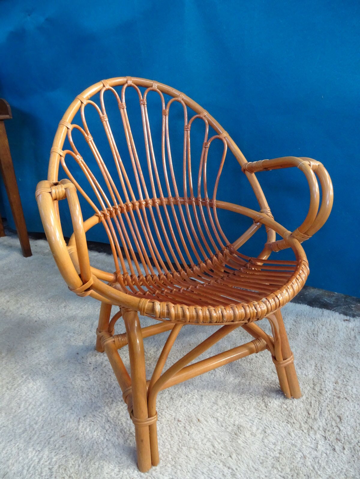 Fauteuil rotin coquille adulte