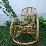 Rocking chair vintage rattan Rohé Noordwolde