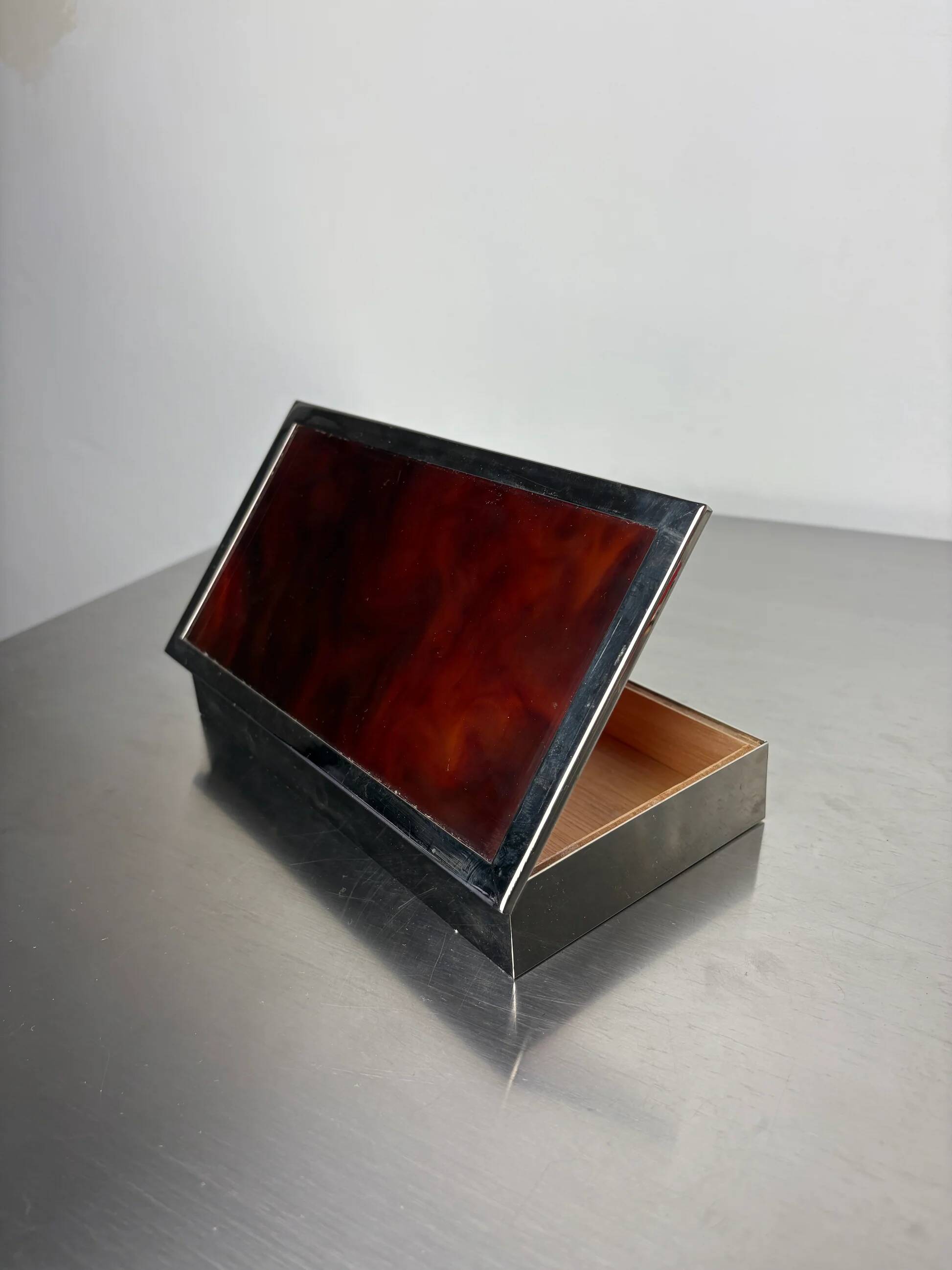 Faux tortoise shell & chromed Dior vanity box, Italy, 1970