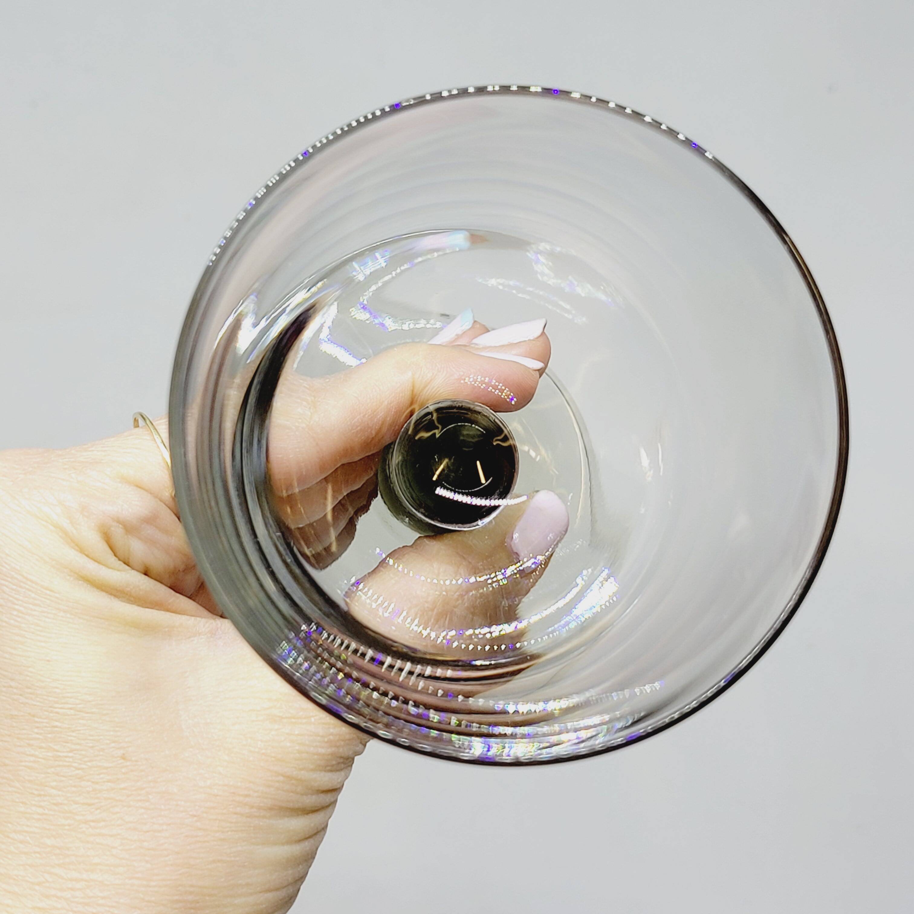 6 verres à vin vintage Bormioli Rocco en cristal gris strié
