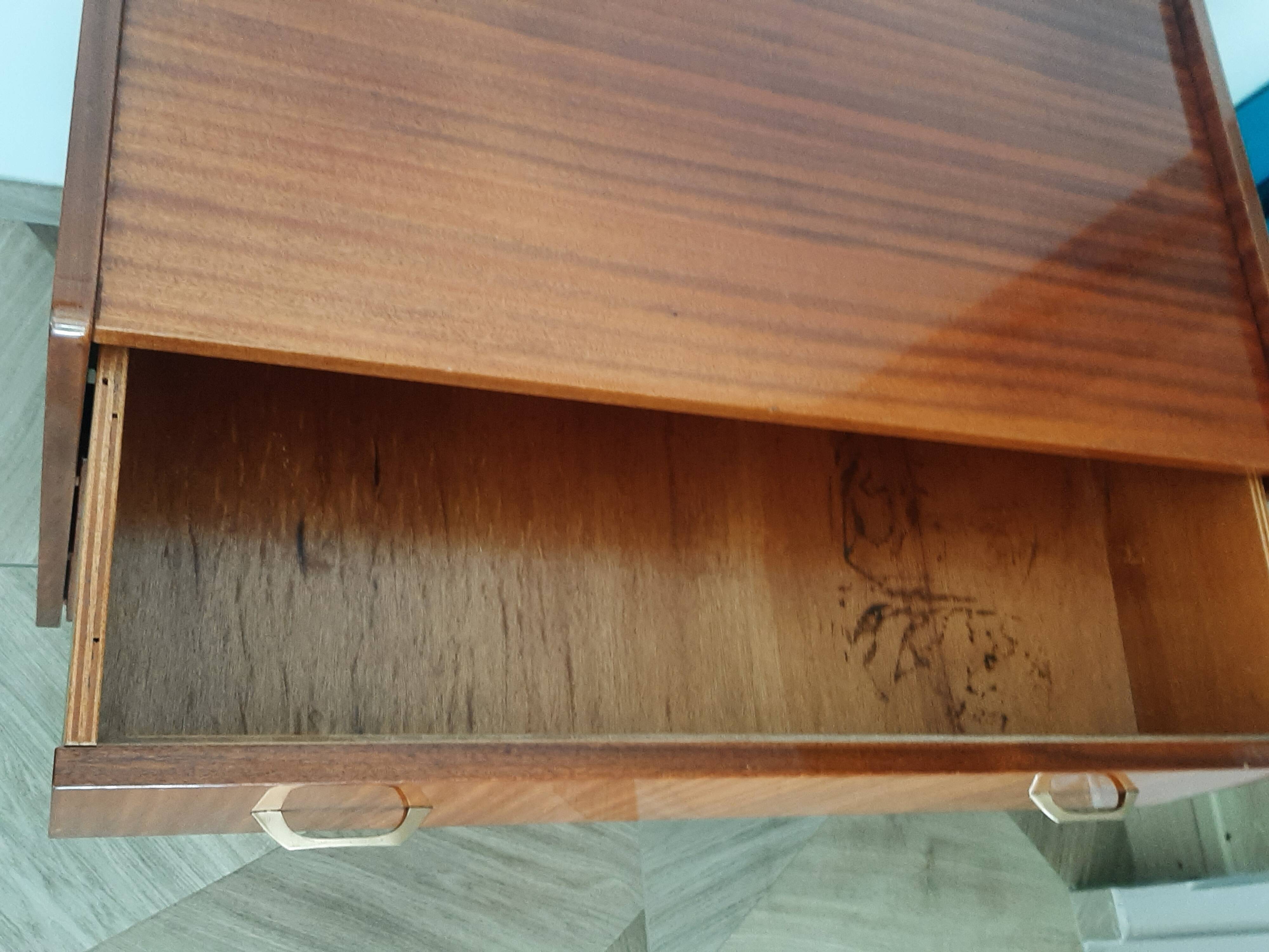 Vintage chest of drawers 3 drawers - varnished teak - Scandinavian style - retro patterns - 60s