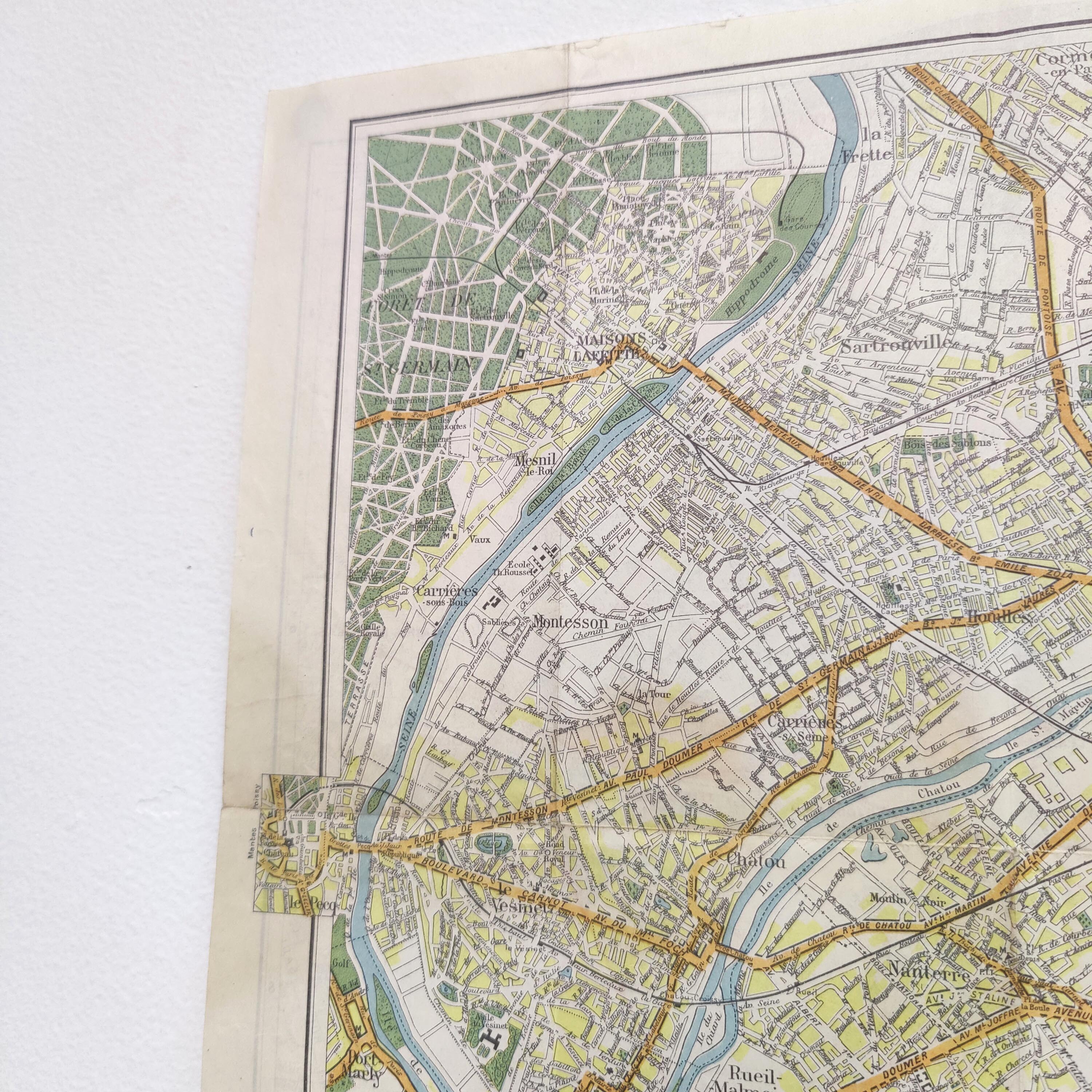 Carte vintage Paris et ses quartiers 1970