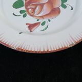 Plate in faience de l'est pink red 19th Luneville islettes st clement nº3