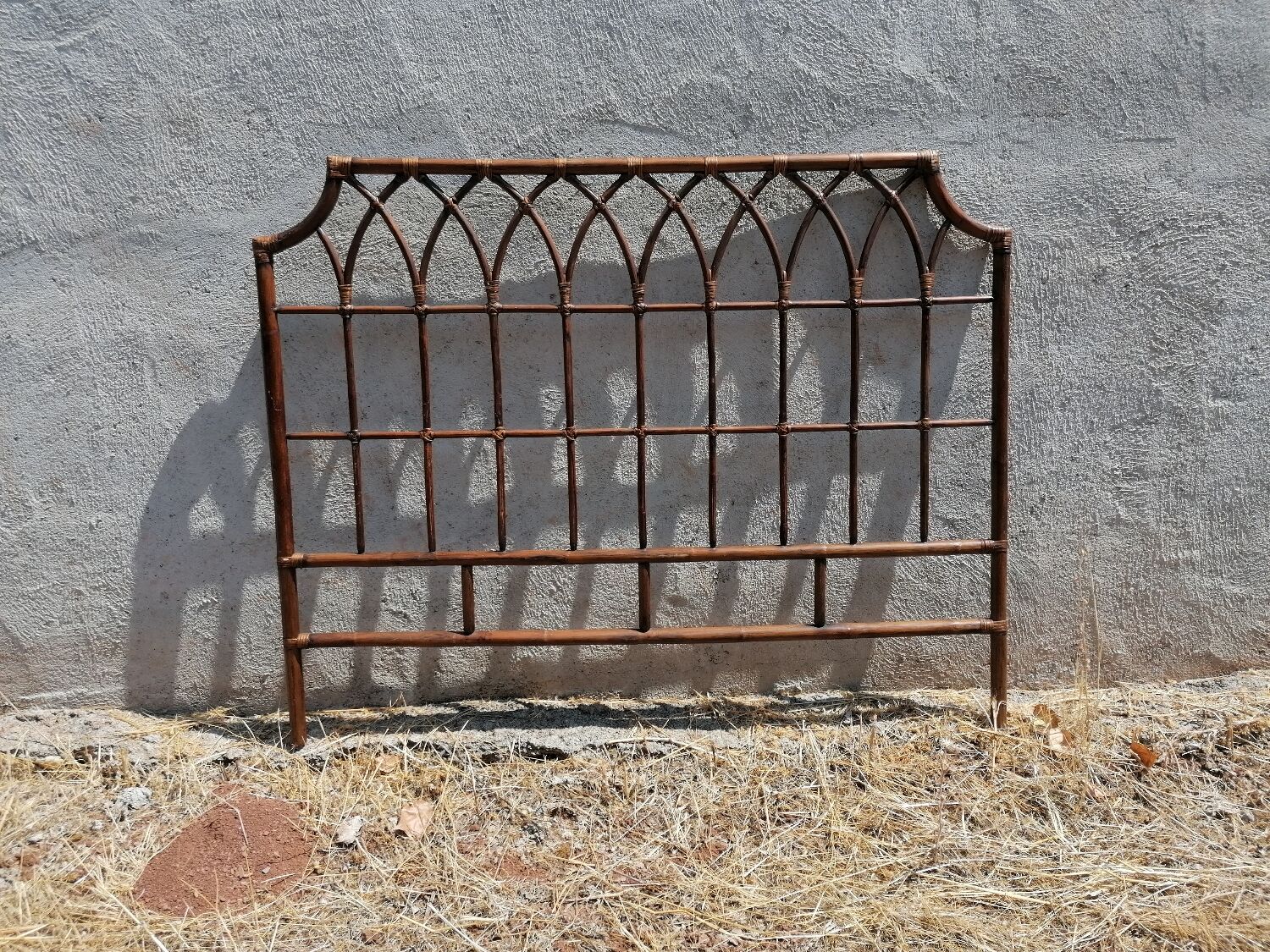 Headboard rattan 2 places vintage 154 x 106 cm.