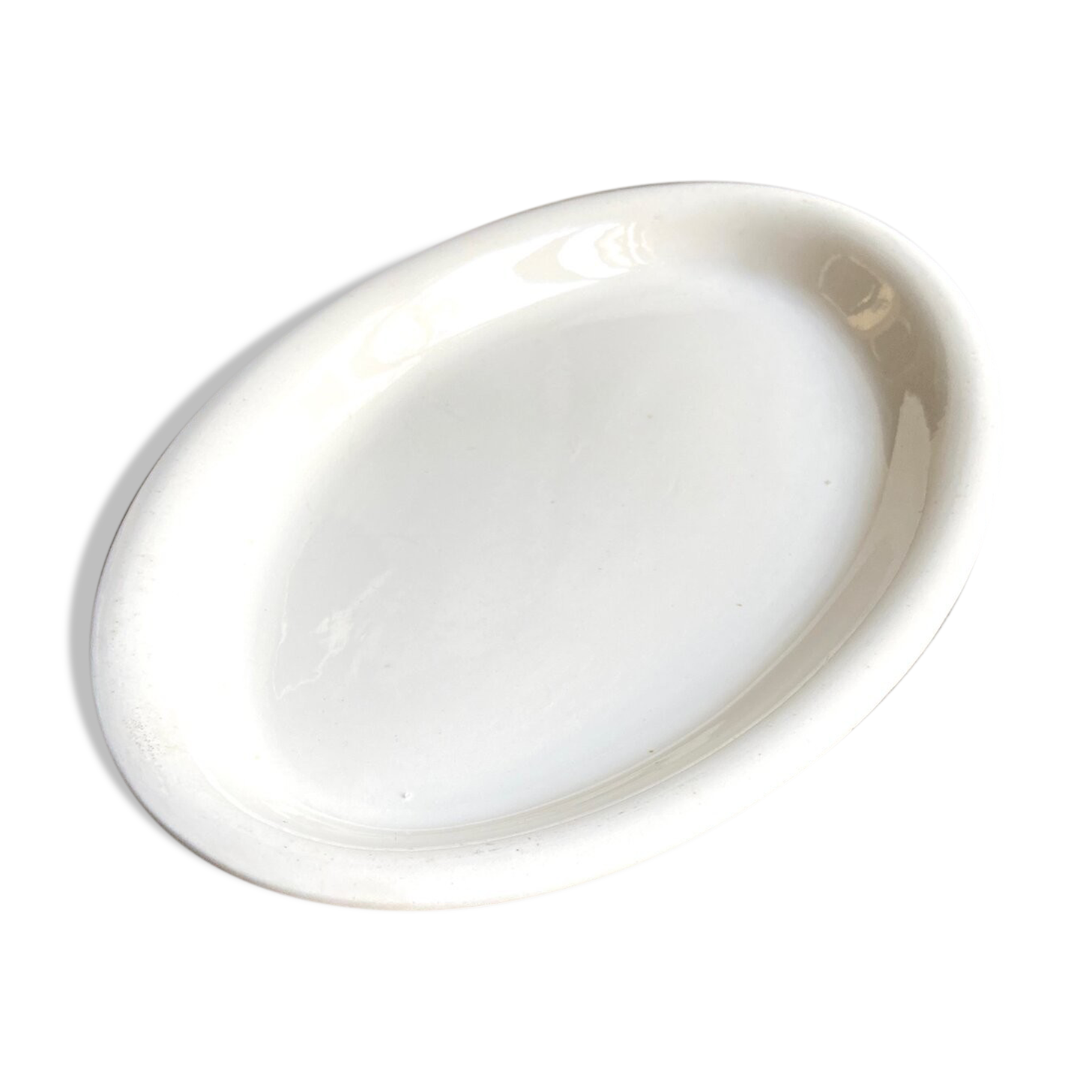 Sarreguemines oval dish in unbleached earthenware