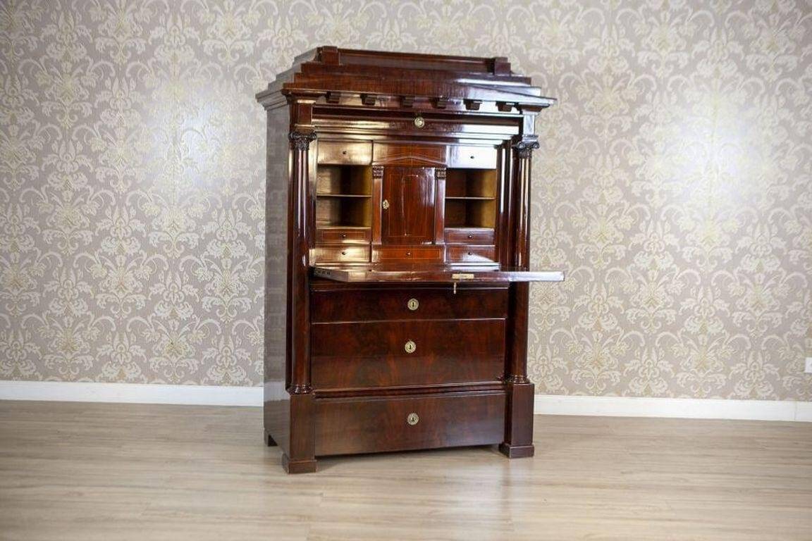 Antique Biedermeier Secretary with Mahogany, 1840