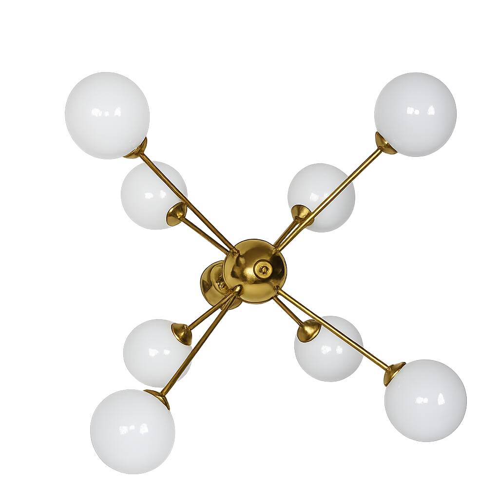 1960s Sputnik chandelier | Brass and glass | 8x E14 | Vintage