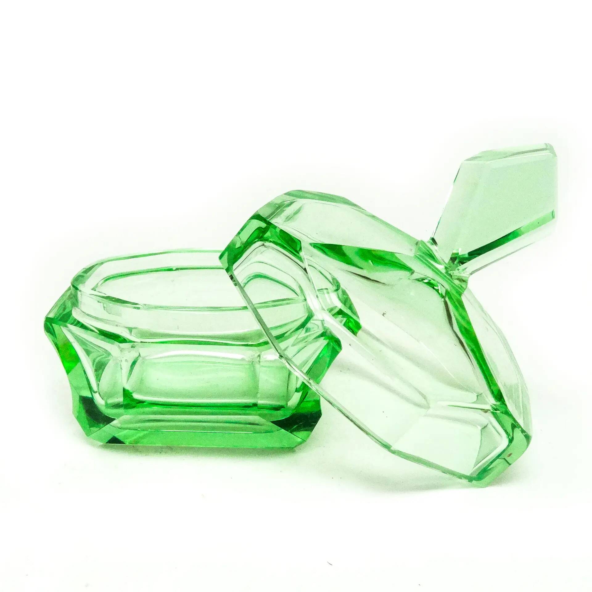 Art Deco bonbonniere, glass, Moser, Czechoslovakia, 1930s