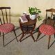 Vintage chairs, wooden, with splayed legs, both.