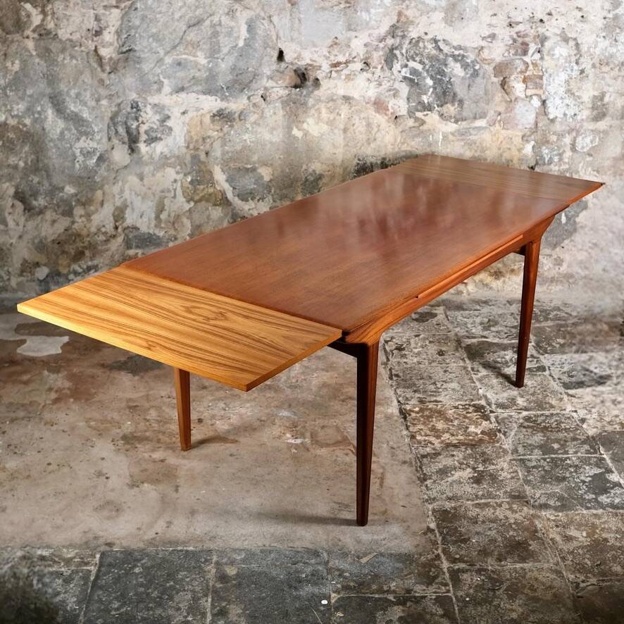 Scandinavian style teak dining table, LB Éditions, France, 1960