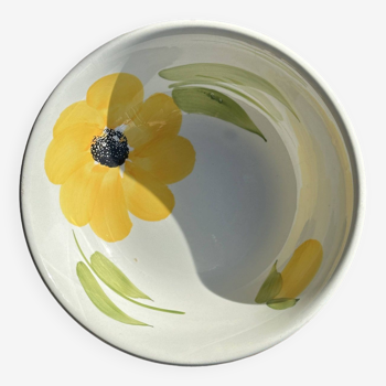 Italian earthenware salad bowl with yellow flower pattern