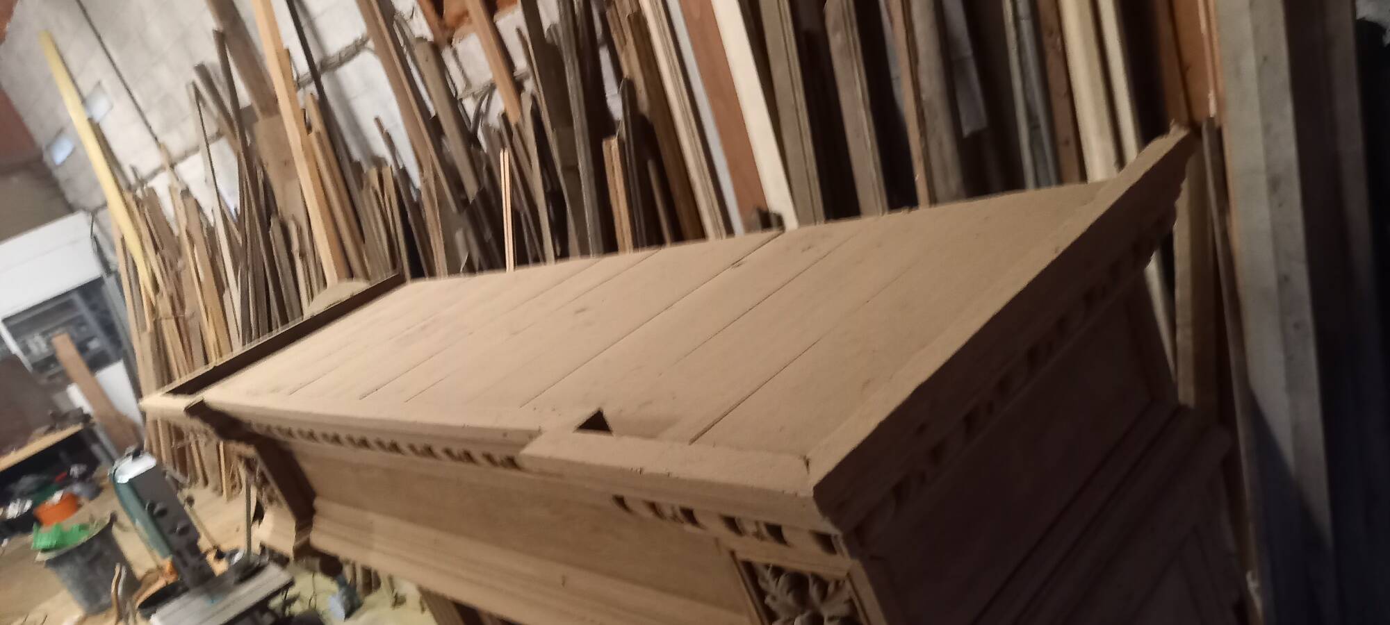 19th-century oak castle fireplace