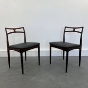 Chaises d'appoint danoises modèle 94 en palissandre et cuir par J.Andersen pour Christian Linneberg, années 1960,
