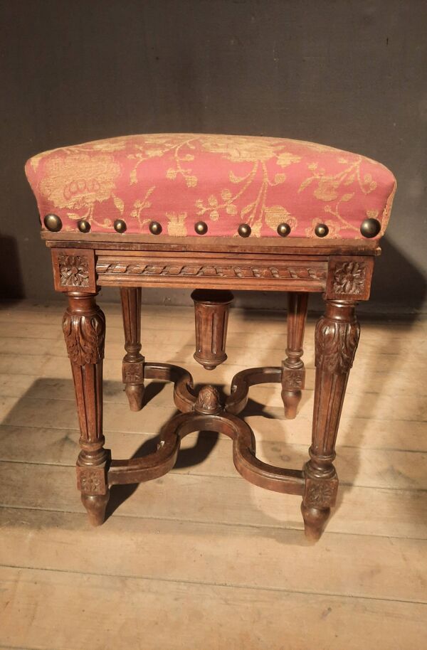 Tabouret de piano carré style Louis XVI