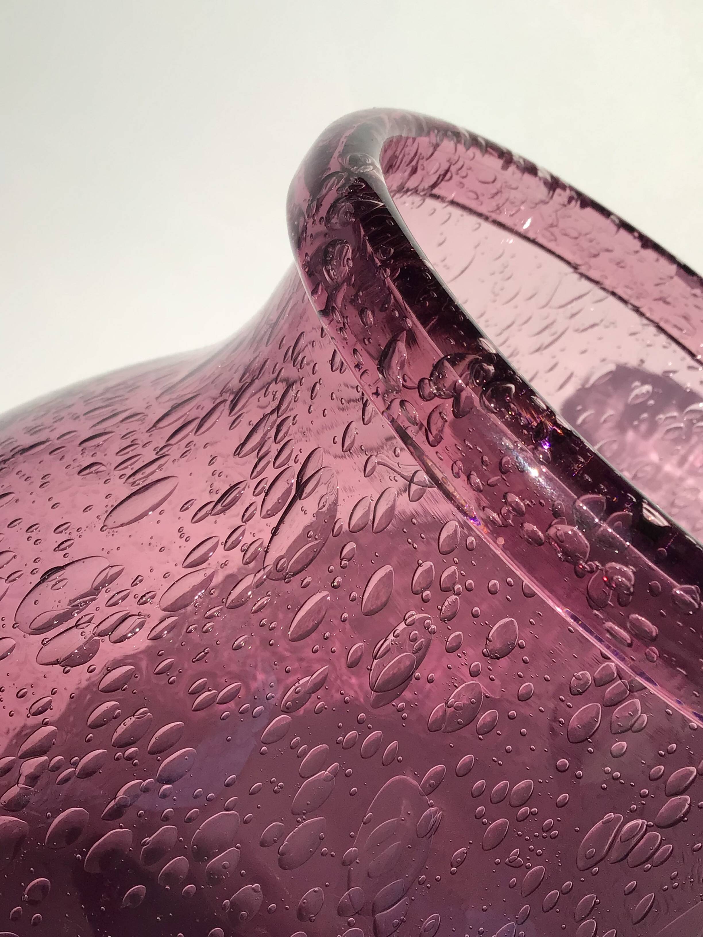 Bubble mouth blown glass vase Biot style height 22cm