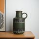 Fat lava ceramic vase with handle, green glaze, West Germany, 1970s
