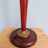Large Art Deco lamp, in mahogany and opaline wood, 1920s-30s