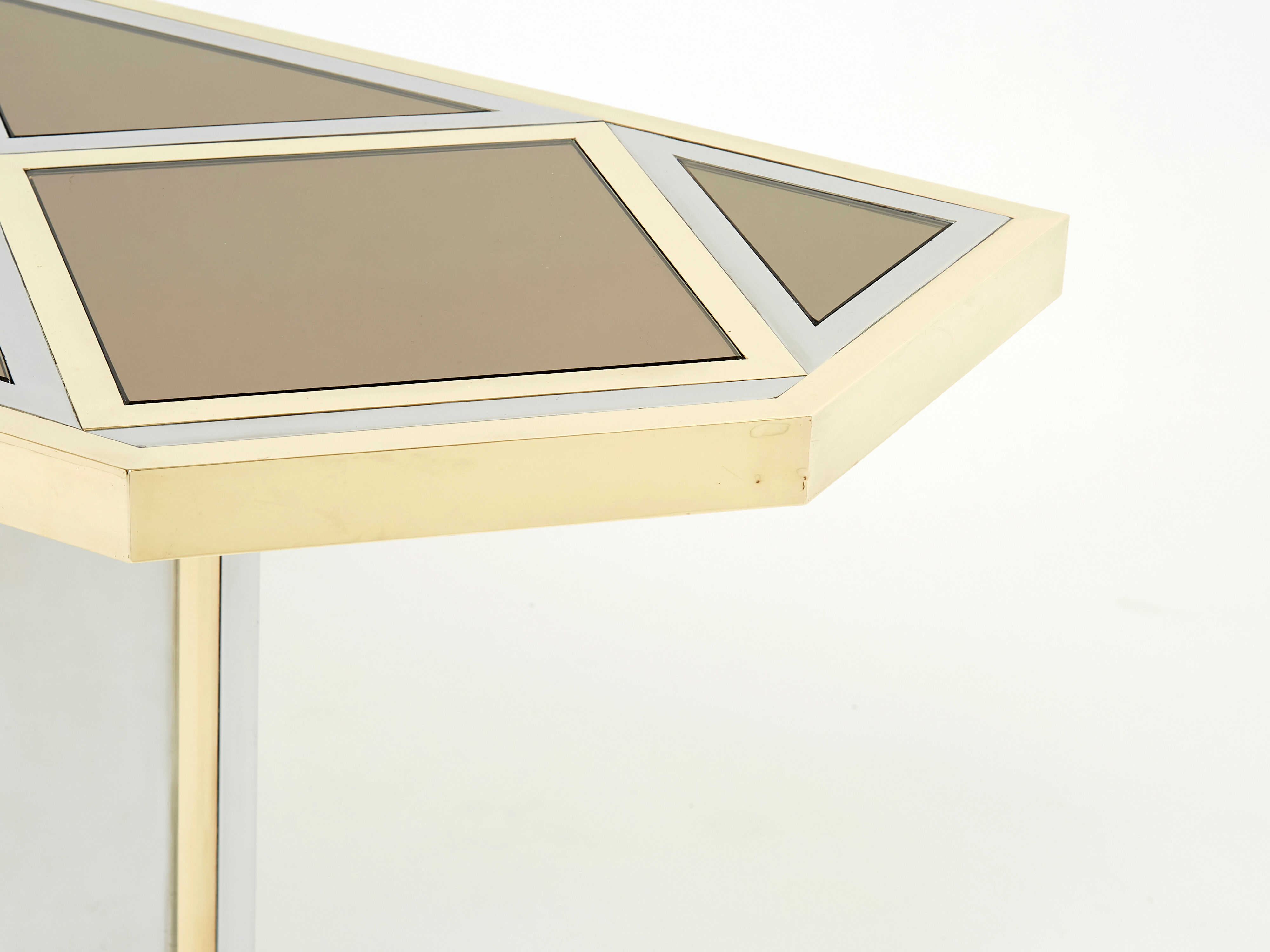 Console chrome laiton verre opalin noir de romeo rega 1970