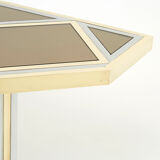 Console chrome laiton verre opalin noir de romeo rega 1970