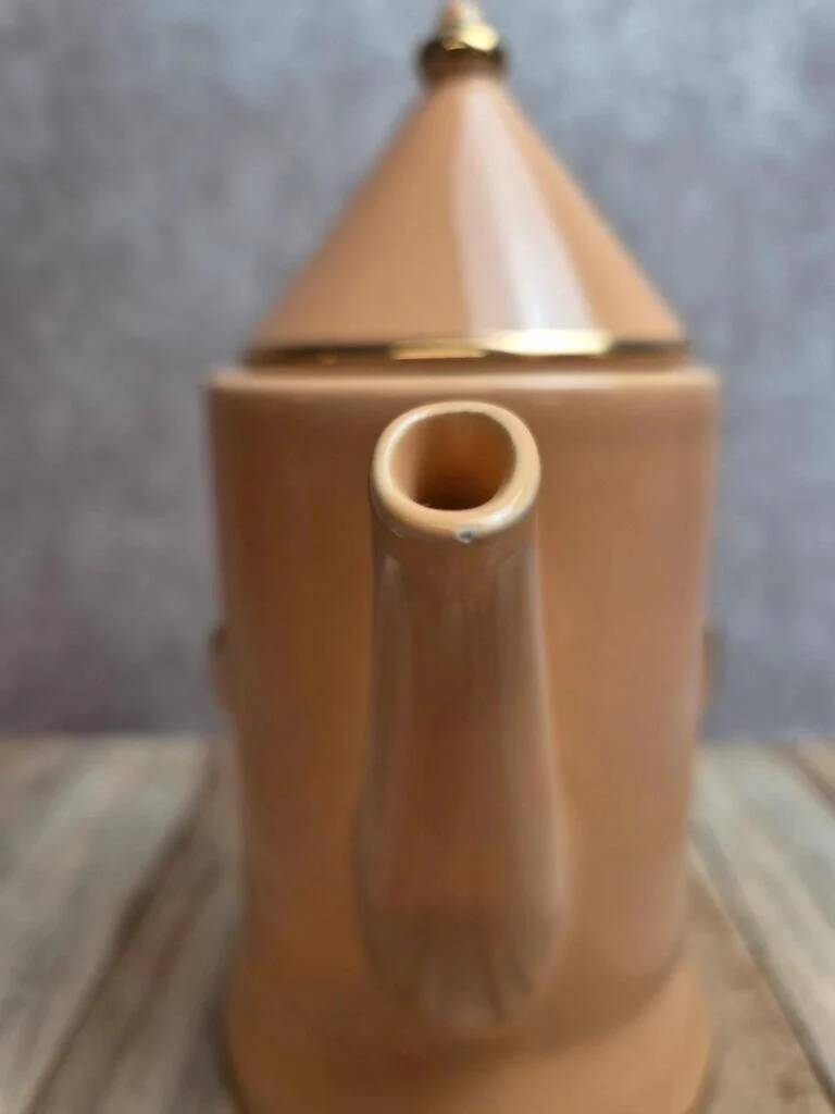 Vintage teapot Artichoke I.c.b. France peach pink and gilding