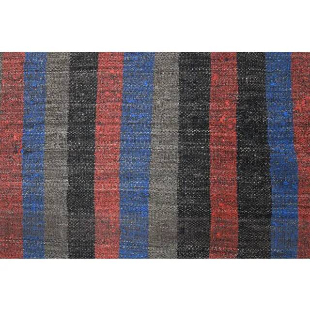 Vintage Turkish Hand-Knotted Wool Cotton Red Kilim Runner Rug 107x241