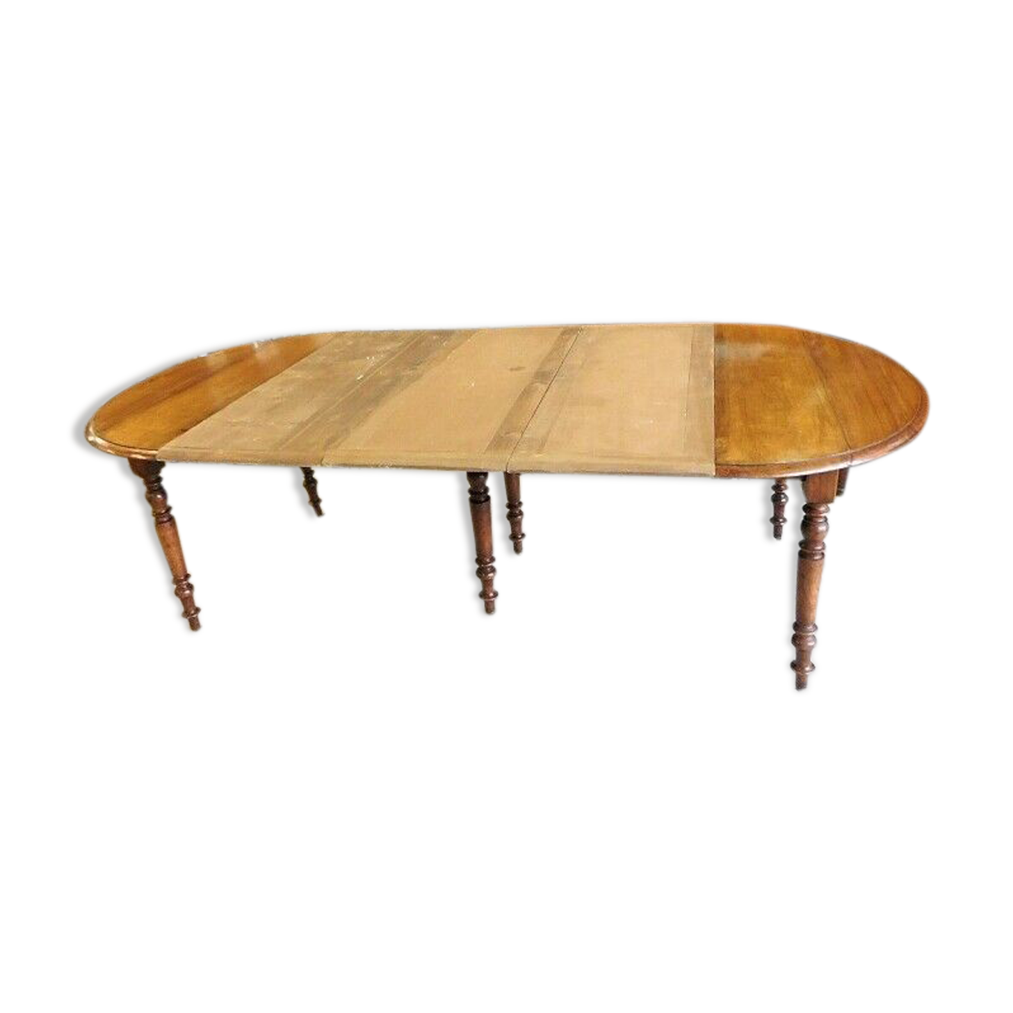 Table 6 feet Louis Philippe with 3 walnut extensions of the 19th siecle