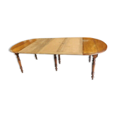 Table 6 pieds LouisPhilippe avec 3 allonges en noyer du xix ème siecle