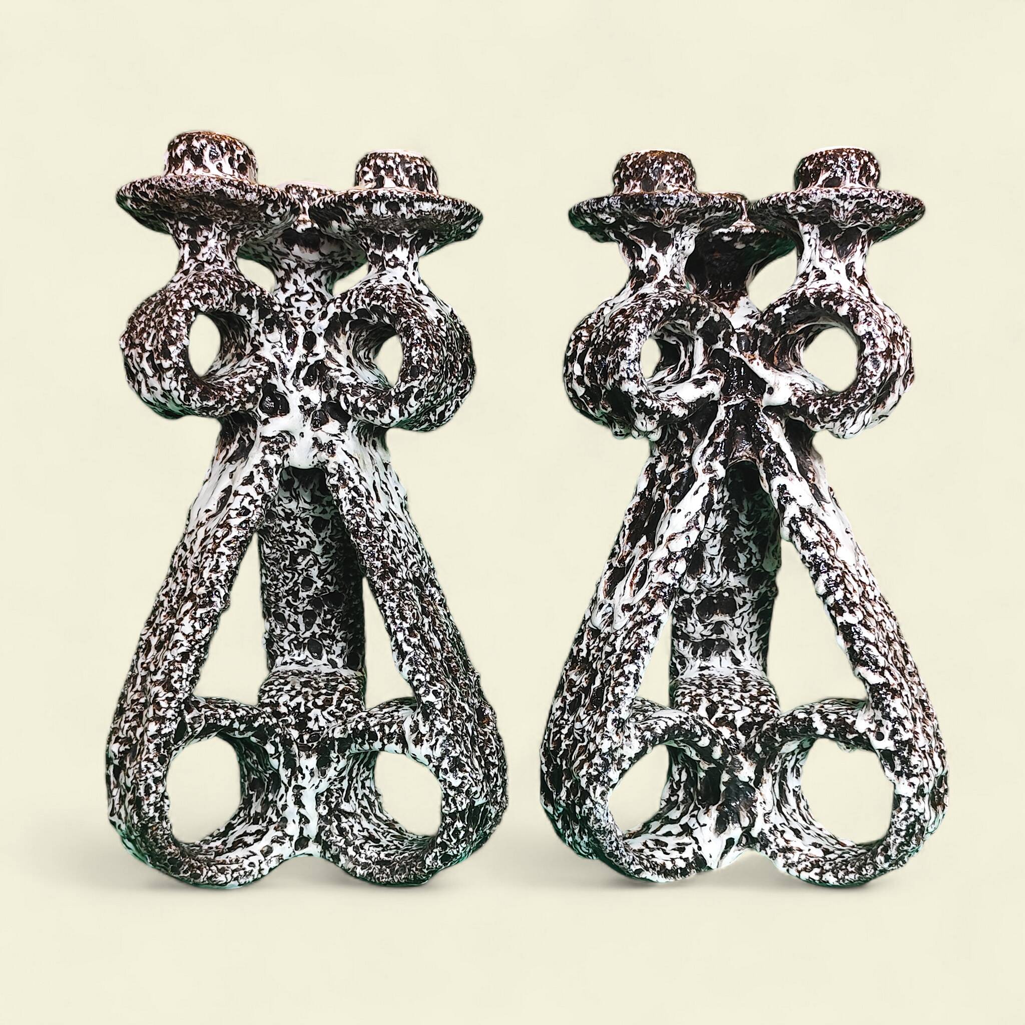 Paire de Chandeliers à 3 feux, Marius Giuge, Vallauris, 1960