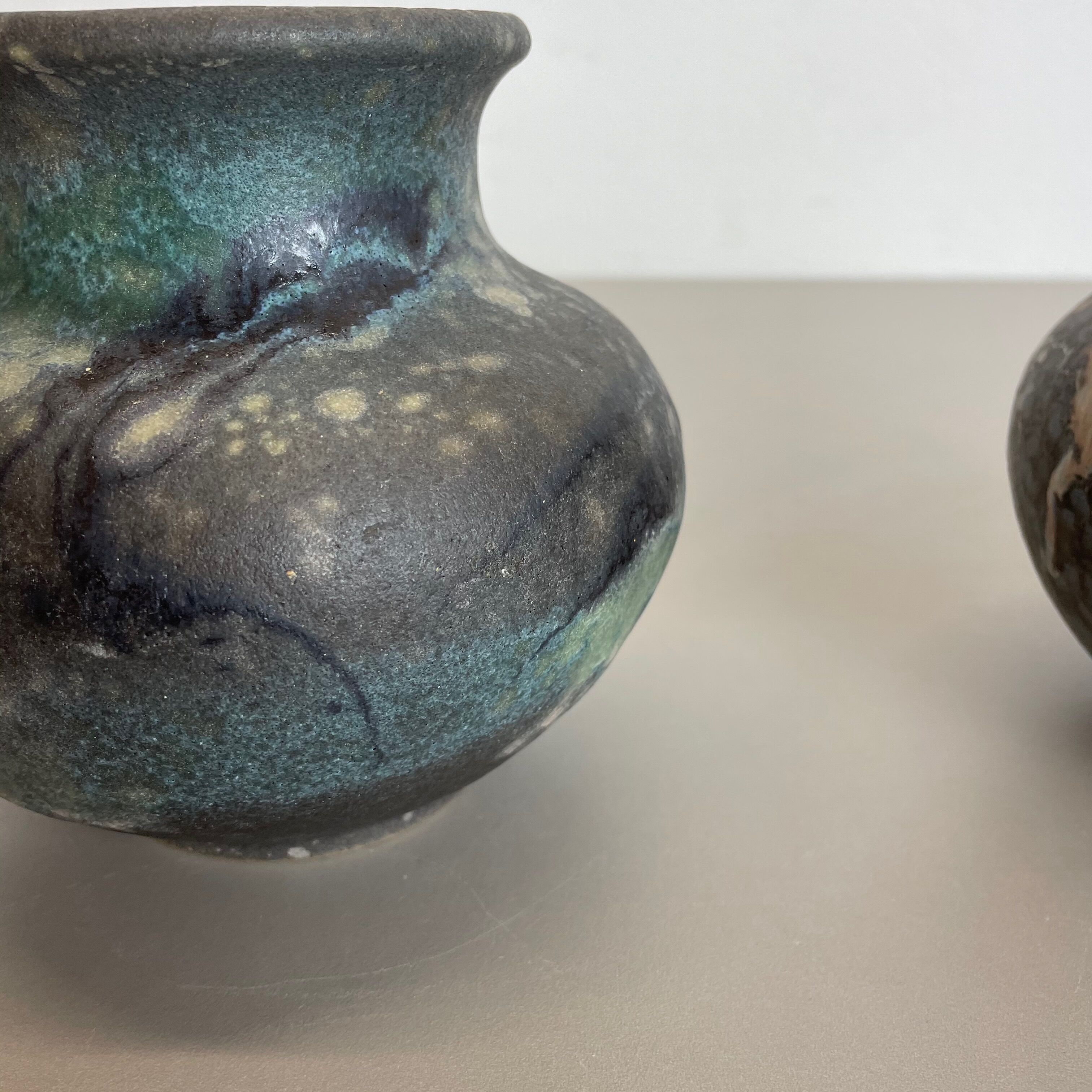 Set of 2 Pottery Vases Fat Lava Abstract Designed by Ruscha, Germany, 1960s