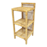 Etagère chevet vintage rotin et tressage bambou