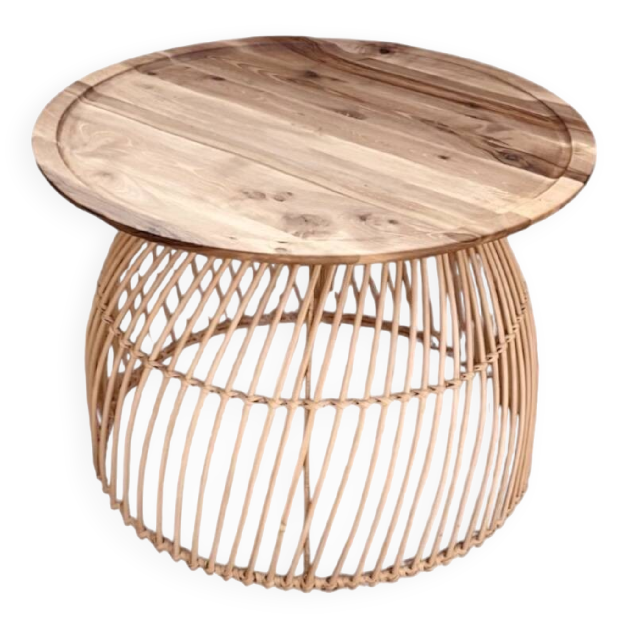 Solid walnut and rattan coffee table