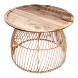 Solid walnut and rattan coffee table