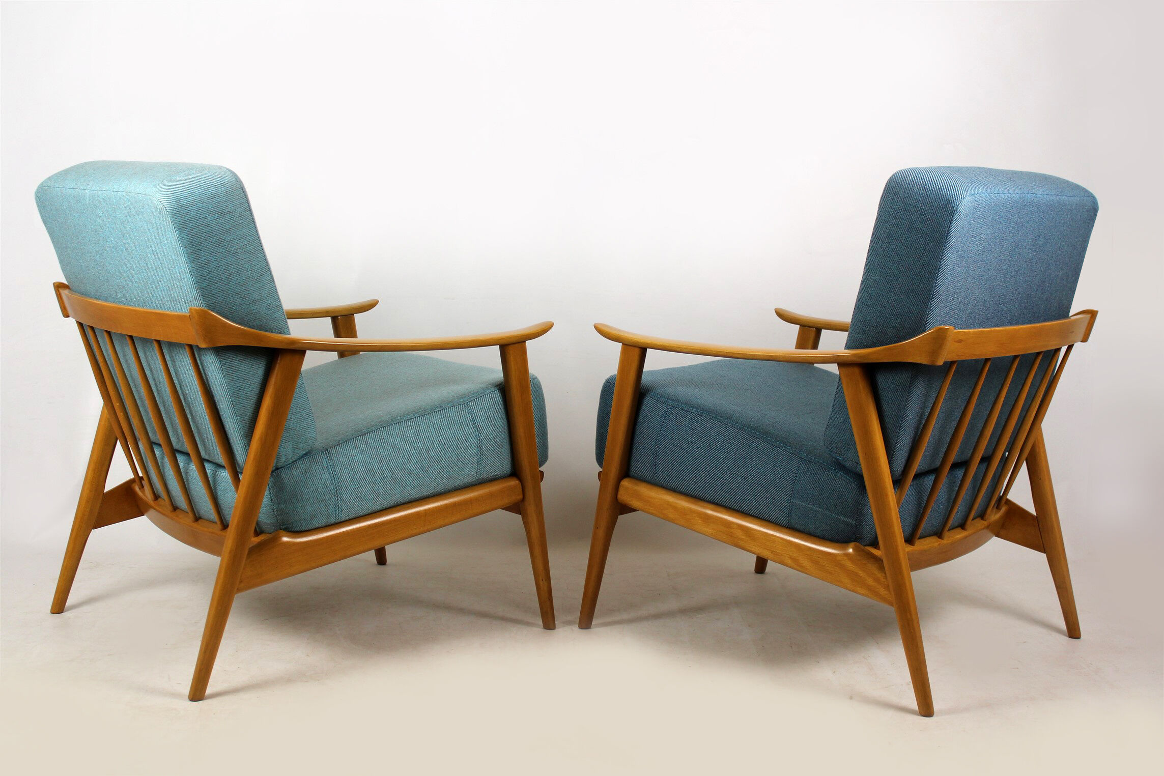 Mid-Century Scandinavian Blue & Turquoise Armchairs, 1960s, Set of 2