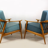Mid-Century Scandinavian Blue & Turquoise Armchairs, 1960s, Set of 2