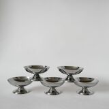 set of 5 designer stainless steel bowls 1970 9 x 5 cm