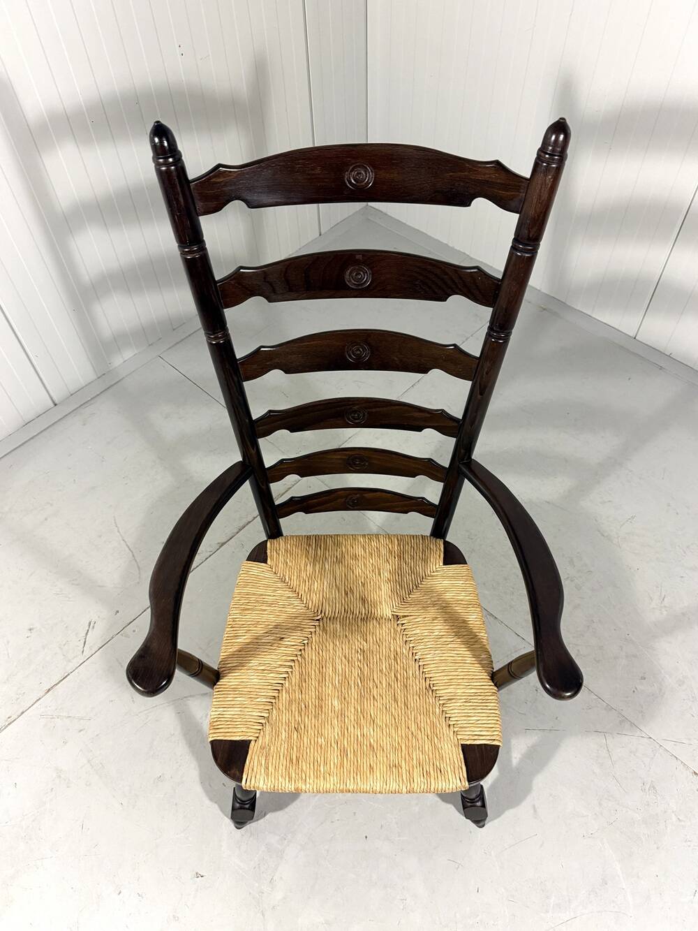 Rustic brutalist high ladder back arm chair 1960’s