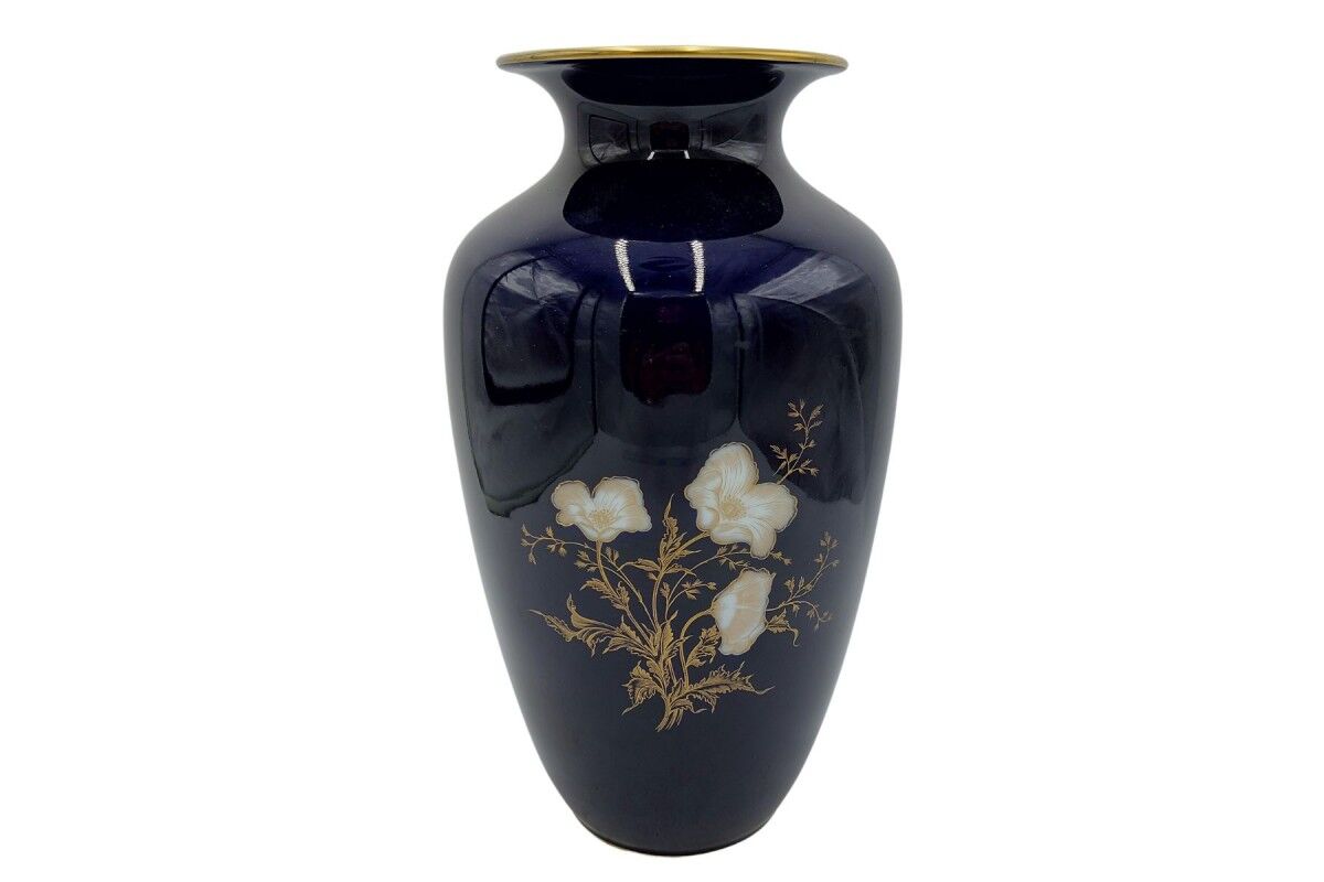 Porcelain cobalt vase, hutschenreuther hohenberg, germany, 1960s