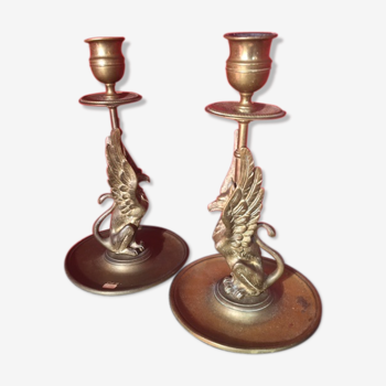 Pair of bronze candlesticks