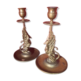 Pair of bronze candlesticks