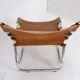 Vintage  Leather and chrome Tubular Lounge Sling Chair, 1960s