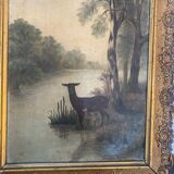 Old oil on canvas “forest scene” signed