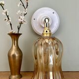 Vintage tulip wall light in thick amber glass