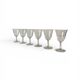 6 antique engraved stemmed glasses with stylised flowers, for wine or water.