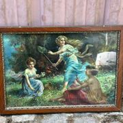 Tableau lithographie scène bucolique du XXème siècle