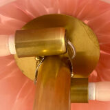 Art Deco mushroom table lamp, pink Clichy glass